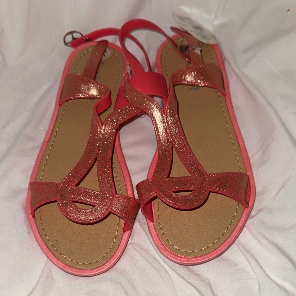 Glittery‎ Peach Sandals Sz 9/10